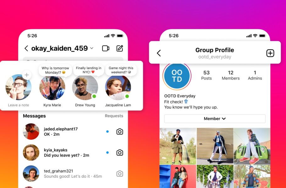 اینستاگرام قابلیت‌های Notes و پروفایل‌های گروهی را معرفی کرد