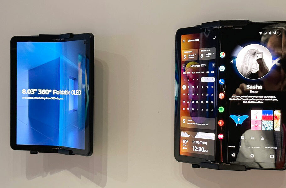 ال‌جی نمایشگر تاشوی 360 درجه‌ای خود را در CES 2023 به‌نمایش گذاشت