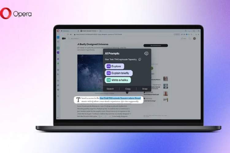 اپرا پشتیبانی از ChatGPT، ChatSonic و پرامپت‌های AI را آغاز کرد