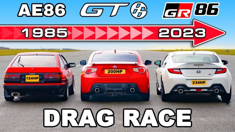 درگ تویوتا GR86 با GT86 و AE86، نمایش شکاف نسل‌ها