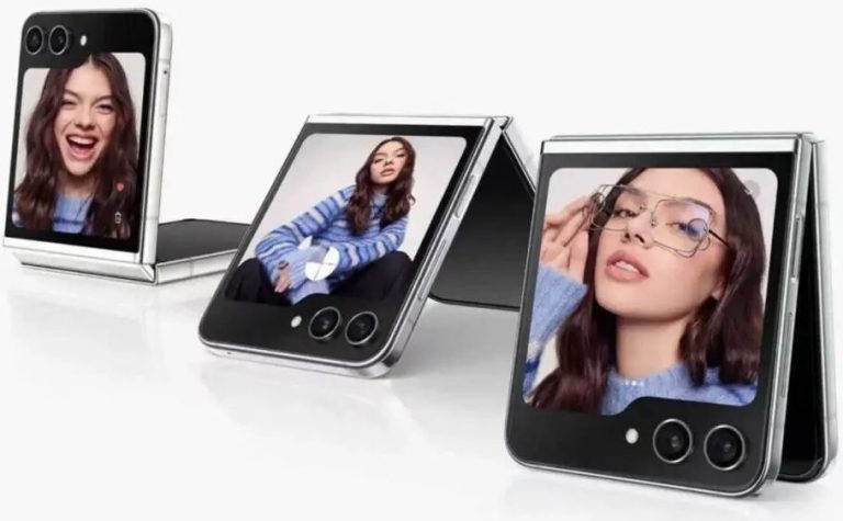 تصاویر لورفته گلکسی زد فلیپ ۵ نمایشگر بیرونی دستگاه را با ویجتهای مختلف نشان میدهد