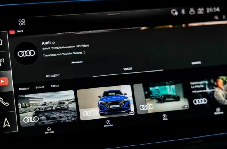 آئودی یوتیوب را به خودروهای خود می‌آورد