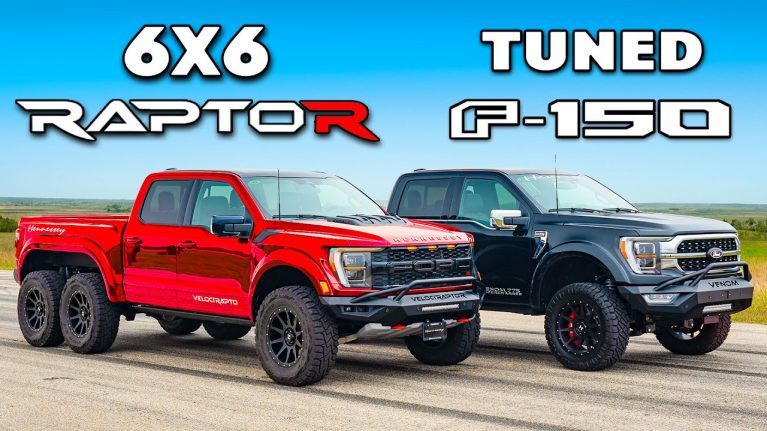 درگ جالب فورد رپتور 6×6 با F150 هنسی 775 اسب بخار