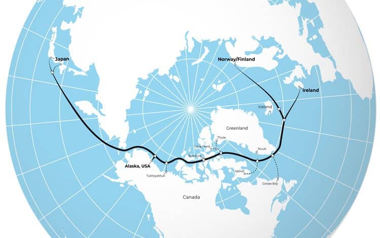 کابلی برای اتصال مستقیم اروپا به ژاپن از طریق قطب شمال
