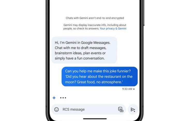 جمینای در اپ Google Messages روی همه گوشی‌های اندرویدی قابل استفاده شد