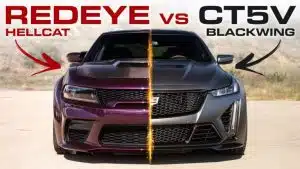 درگ جذاب کادیلاک CT5-V بلک‌وینگ با دوج چلنجر هلکت و چارجر ردآی