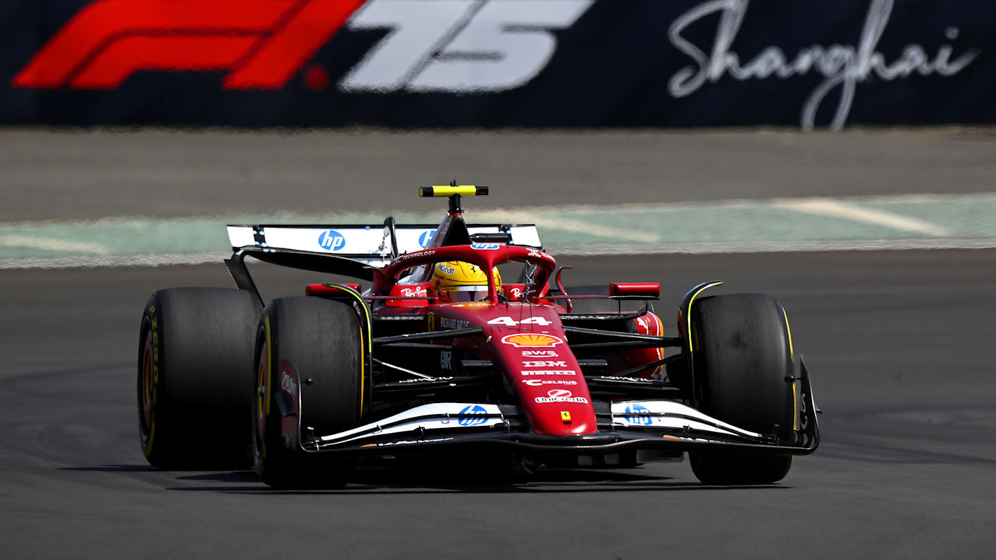 SHANGHAI, CHINA - MARCH 22: Lewis Hamilton of Great Britain driving the (44) Scuderia Ferrari SF-25