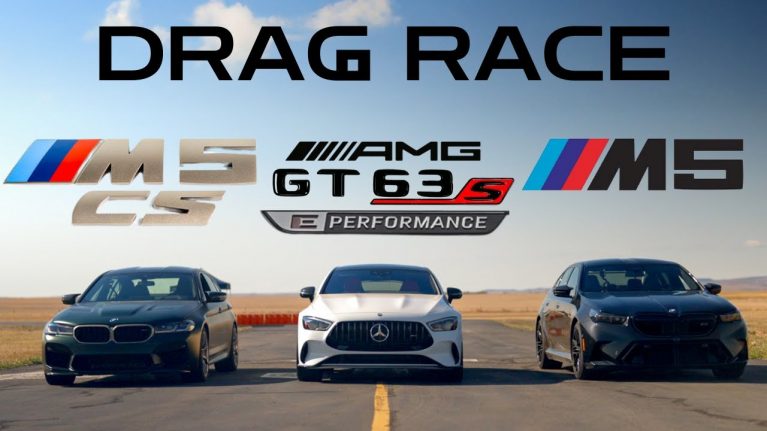 درگ بی ام و M5 جدید با M5 CS مدل 2021 و مرسدس AMG GT63 هیبرید