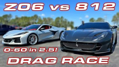 درگ جذاب کوروت Z06 و فراری 812، جدال V8 و V12 تنفس طبیعی